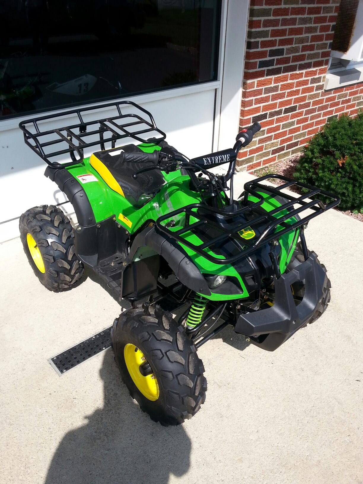 125cc Big Wheel John Deer Colored ATV (Front View) Redline Racing, LLC